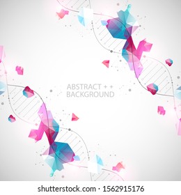 DNA molecules science template, abstract background. Vector illustration.