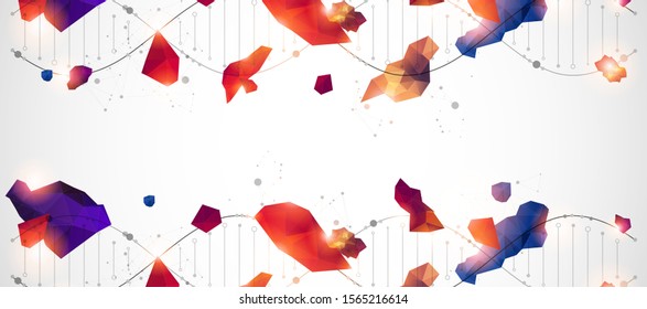DNA molecules science template, abstract background. Vector illustration.