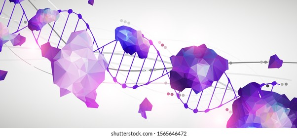 DNA molecules science template, abstract background. Vector illustration.