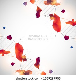 DNA molecules science template, abstract background. Vector illustration.