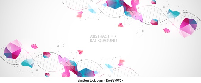 DNA molecules science template, abstract background. Vector illustration.