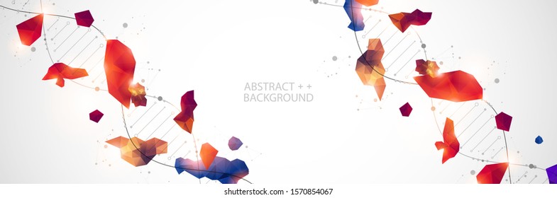DNA molecules science template, abstract background. Vector illustration.