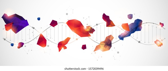 DNA molecules science template, abstract background. Vector illustration.