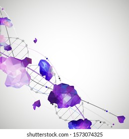 DNA molecules science template, abstract background. Vector illustration.
