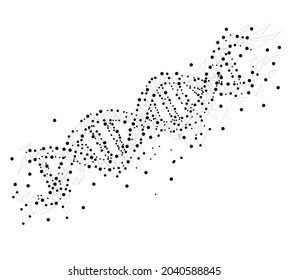 DNA molecules structure mesh.Low poly wireframe digital technology vector illustration. Science and Technology concept.