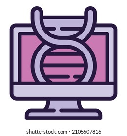 Dna monitor icon outline vector. Lab bio. Genetic rna