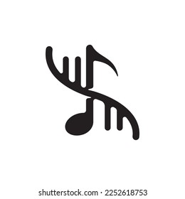 Concepto del logo musical de ADN. Icono de la nota de ADN y música. Plantilla de logotipo. inspiración de diseño