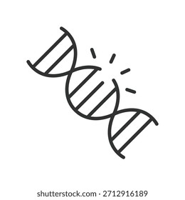 Icono de mutación de ADN en el diseño de línea. cambio genético, oncología, células cancerosas, diagnosis, patología, investigación, detección en el Vector de fondo blanco. genética del cáncer