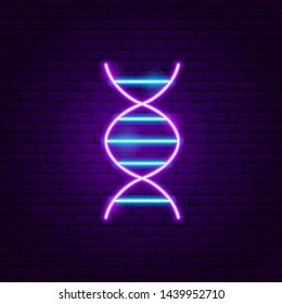 Etiqueta Neon de ADN. Ilustración vectorial de la promoción de la ciencia.