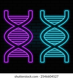 Etiqueta de ADN de neón. Ilustración vectorial de la Ciencia..