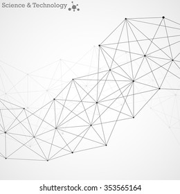 DNA and neurons vector. Molecular structure. Connected lines with dots. Genetic and chemical compounds. Chemistry, medicine, science and technology concept. Geometric abstract background.