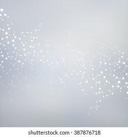 DNA and neurons vector. Molecular structure. Connected lines with dots. Genetic and chemical compounds. Chemistry, medicine, science and technology concept. Geometric abstract background.