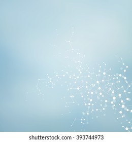 DNA and neurons vector. Molecular structure. Connected lines with dots. Genetic and chemical compounds. Chemistry, medicine, science and technology concept. Geometric abstract background.
