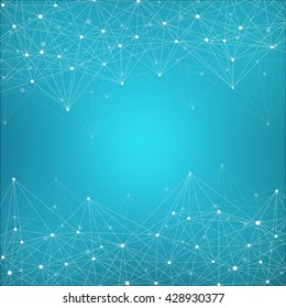 DNA and neurons vector. Molecular structure. Connected lines with dots. Genetic and chemical compounds. Chemistry, medicine, science and technology concept. Geometric abstract background.