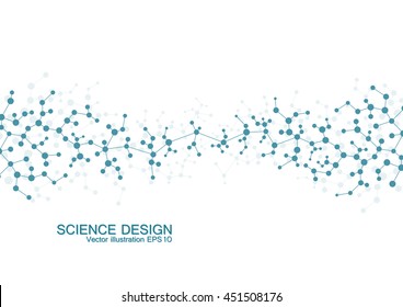 DNA and neurons vector. Molecular structure. Connected lines with dots. Genetic and chemical compounds. Chemistry, medicine, science and technology concept. Geometric abstract background.