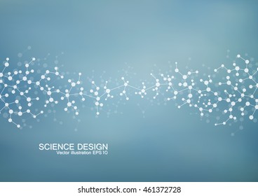 DNA and neurons vector. Molecular structure. Connected lines with dots. Genetic and chemical compounds. Chemistry, medicine, science and technology concept. Geometric abstract background.