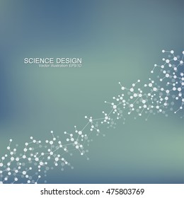 DNA and neurons vector. Molecular structure. Connected lines with dots. Genetic and chemical compounds. Chemistry, medicine, science and technology concept. Geometric abstract background.