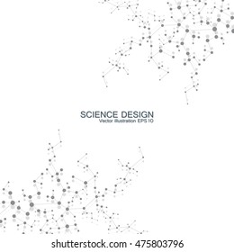 DNA and neurons vector. Molecular structure. Connected lines with dots. Genetic and chemical compounds. Chemistry, medicine, science and technology concept. Geometric abstract background.