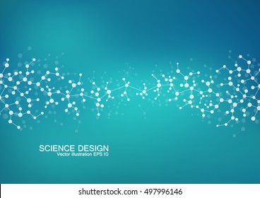 DNA and neurons vector. Molecular structure. Connected lines with dots. Genetic and chemical compounds. Chemistry, medicine, science and technology concept. Geometric abstract background.