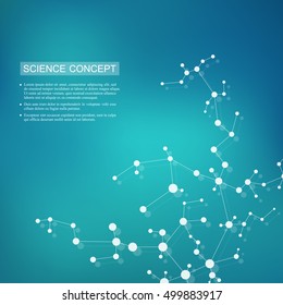 DNA and neurons vector. Molecular structure. Connected lines with dots. Genetic and chemical compounds. Chemistry, medicine, science and technology concept. Geometric abstract background.