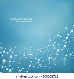 DNA and neurons vector. Molecular structure. Connected lines with dots. Genetic and chemical compounds. Chemistry, medicine, science and technology concept. Geometric abstract background.