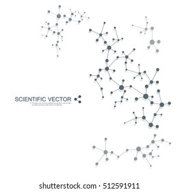 DNA and neurons vector. Molecular structure. Connected lines with dots. Genetic and chemical compounds. Chemistry, medicine, science and technology concept. Geometric abstract background.