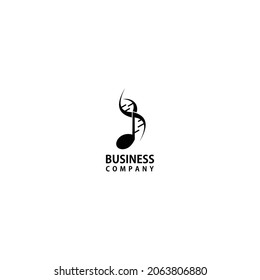 DNA and note music logos, health music logo design vector