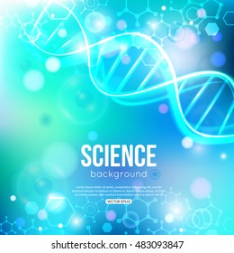 DNA on blue background biotechnology and medicine. Vector illustration EPS 10 format