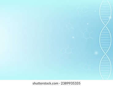 DNA on blue to white gradient background with copy space. Vector illustration.