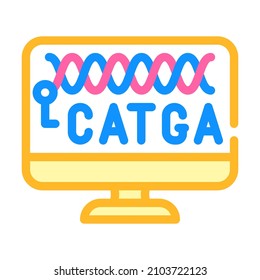 dna on computer screen color icon vector. dna on computer screen sign. isolated symbol illustration