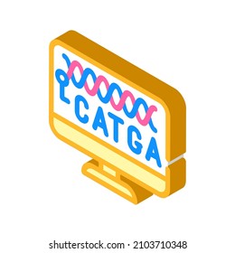 dna on computer screen isometric icon vector. dna on computer screen sign. isolated symbol illustration