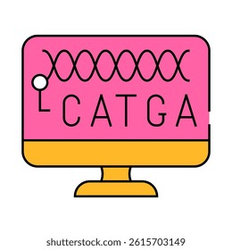 dna on computer screen line icon vector. dna on computer screen sign. isolated symbol illustration