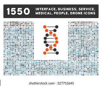 Dna and other web interface, business tools, people poses, medical service vector icons. Style is flat symbols, bicolored, rounded angles, white background.
