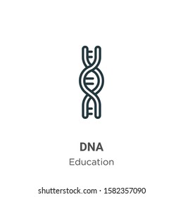 Dna outline vector icon. Thin line black dna icon, flat vector simple element illustration from editable education concept isolated on white background