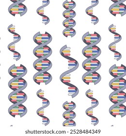 Patrón de ADN. Anuncio médico. Antecedentes médicos. ADN de fondo sin fisuras. Antecedentes de medicina. Elementos médicos y de farmacia. Ilustración de Educación médica