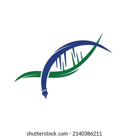 DNA-Stift, Vektorlogo-Design. Konzept des Logos für die Erziehung von DNA-Wissenschaften.	