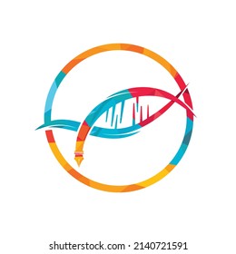 DNA pen vector logo design. DNA science education logo concept.	