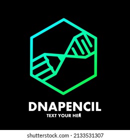 DNA pencil vector logo template. This design use chromosome symbol. Suitable for medical or education.