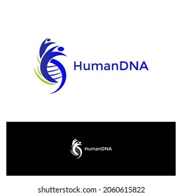 DNA people vector logo design. Medicine person icon symbol. Man science tech logotype.