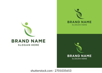 DNA Person Vector Logo Design Template. DNA Care Symbol. Genetic Logo Icon.