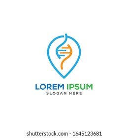 DNA Pin/tag logo design template full vector
