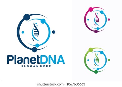 DNA planet or galaxy logo design template