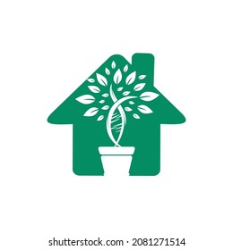 Planta de ADN con diseño de logo vectorial de forma doméstica. Concepto de diseño del logo del vector del ADN orgánico.	