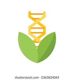 Dna plant icon flat vector. Gmo food. Gene biology isolated