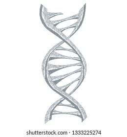 DNA polygonal genetic engineering abstract background. The isolated concept of medical science, genetic biotechnology consists of low poly wireframe, geometry triangle, lines, dots, polygons, shapes.