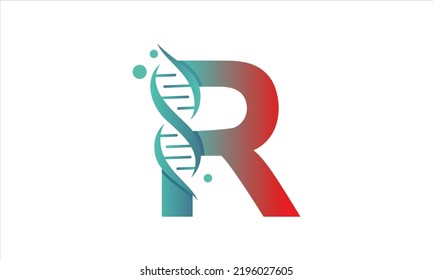 DNA R logo design vector icon