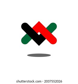 dna red black and green logo icon for research, health, education. vector concept flat abstract design