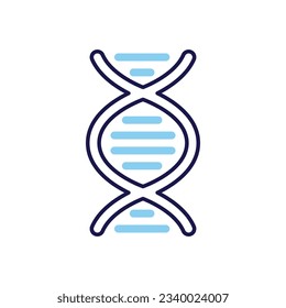 DNA related vector line icon. DNA helix linear icon. Deoxyribonucleic, nucleic acid structure. Chromosome. Molecular biology. Genetic code. Isolated on white background. Vector illustration