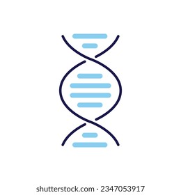 DNA related vector line icon. DNA helix linear icon. Deoxyribonucleic, nucleic acid structure. Chromosome. Molecular biology. Genetic code. Isolated on white background. Vector illustration
