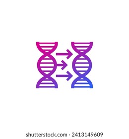 DNA replication, genetics icon on white